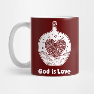 God is love. Doodle illustration. Mug